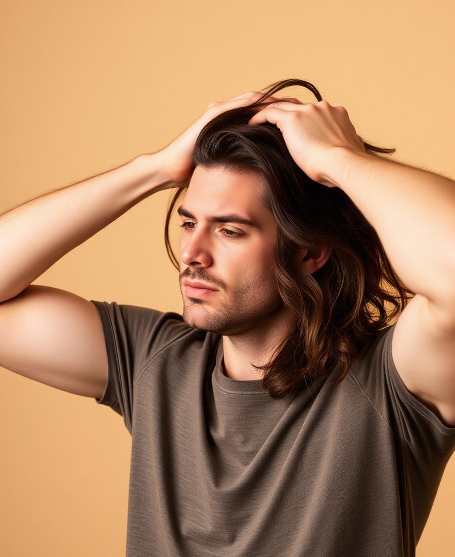 A man running his hands through his hair