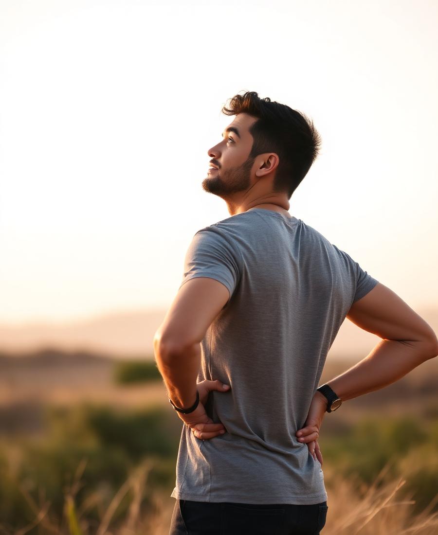 A man standing outdoors with his hands on his hips